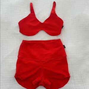 Tiger Friday dance outfit in a fun vibrant orange red.